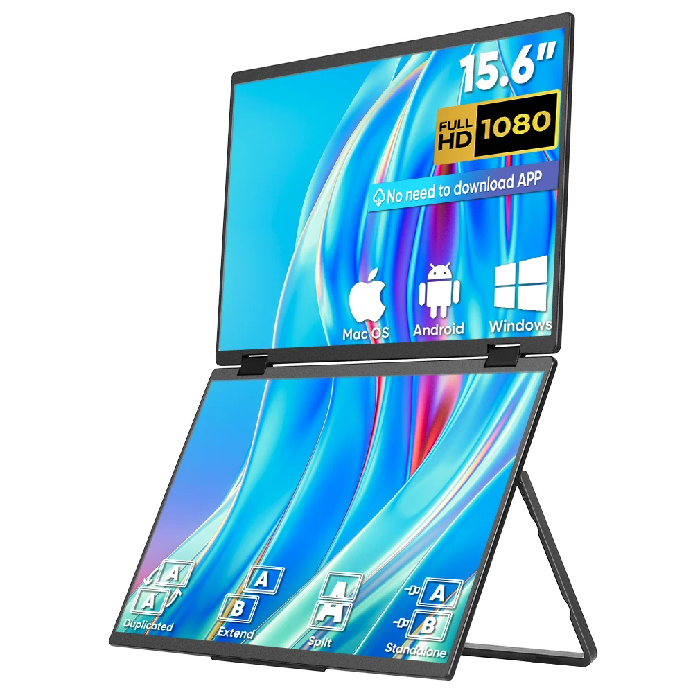 Monitor Portable Usb - 15,6 Zoll Faltbare Duale Dreifach-USB-Monitore, Tragbarer