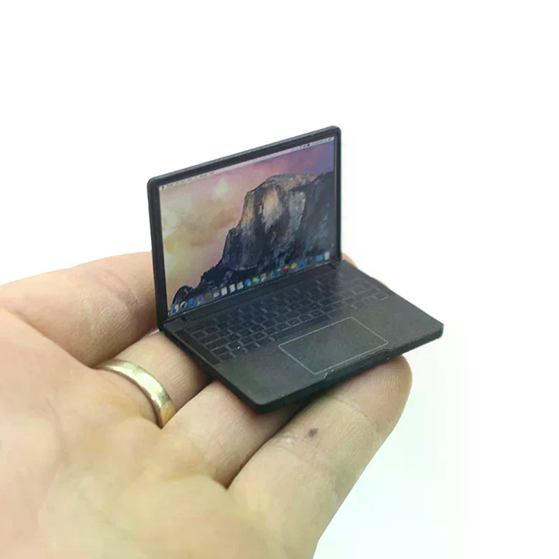 Laptop Accessories Diy - Niedlicher Simulations-Mini-Laptop im Maßstab 1:12, Miniatur-Computer