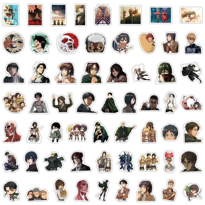 Laptop Accessories Decoration - 60 Stück Attack on Titan Anime-Aufkleber,