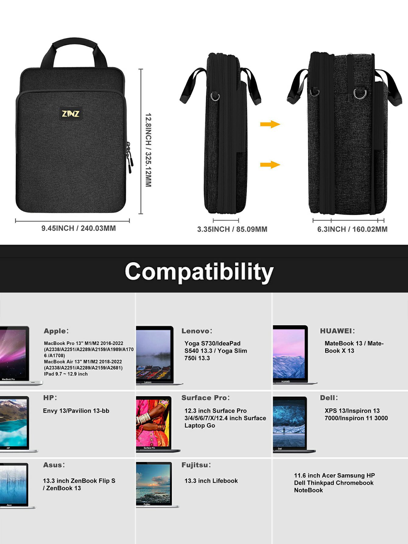 1/2-13 Zoll Laptop-Umhängetasc – Laptop Accessories Travel Case Bewertung und Preis
